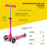 Scooter Mini Deluxe LED Rosado