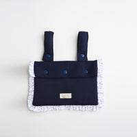 Mini Clutch Azul con blanco hojas celestes