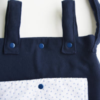 Bolso grande Azul con blanco hojas celestes