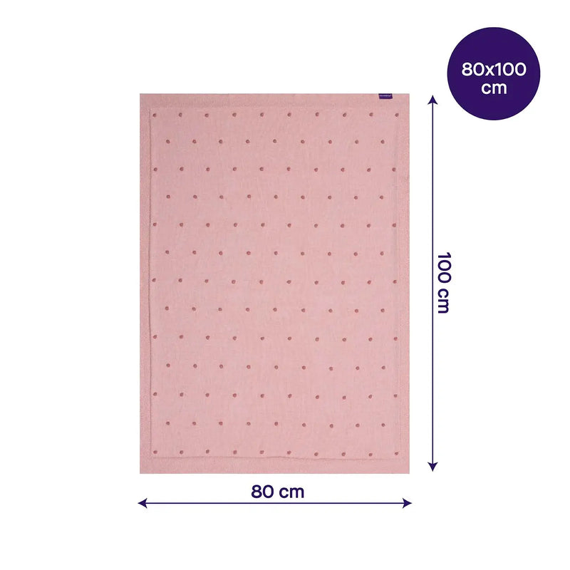 Frazada Algodón Orgánico con Pompones 80x100 Rosado