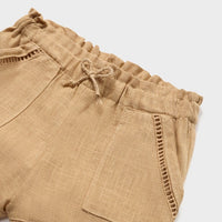 Pantalón corto lino caramelo