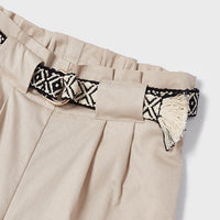 Pantalón Cropped cinturón Almendra