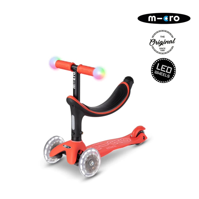 Scooter Mini2Grow Deluxe LED Magic Rojo (VV)
