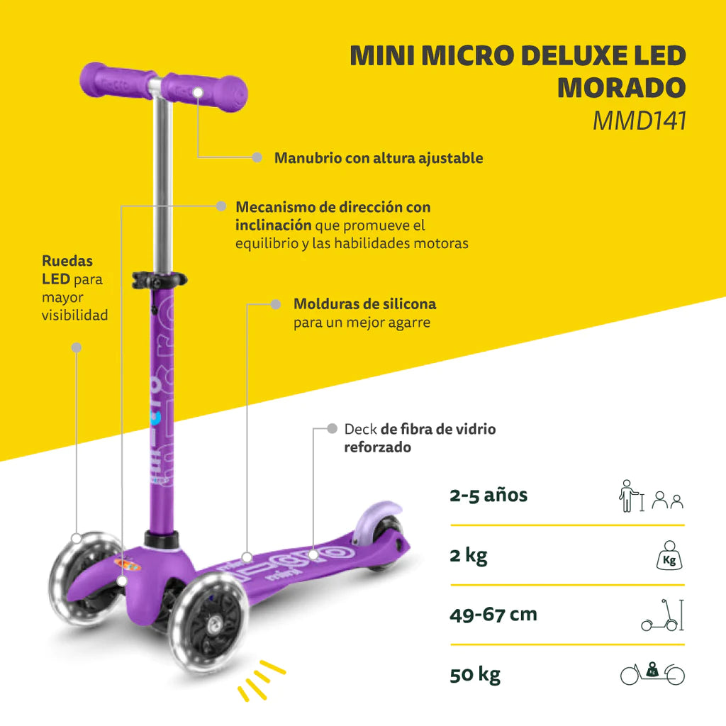 Scooter Mini Deluxe LED Morado (VV)