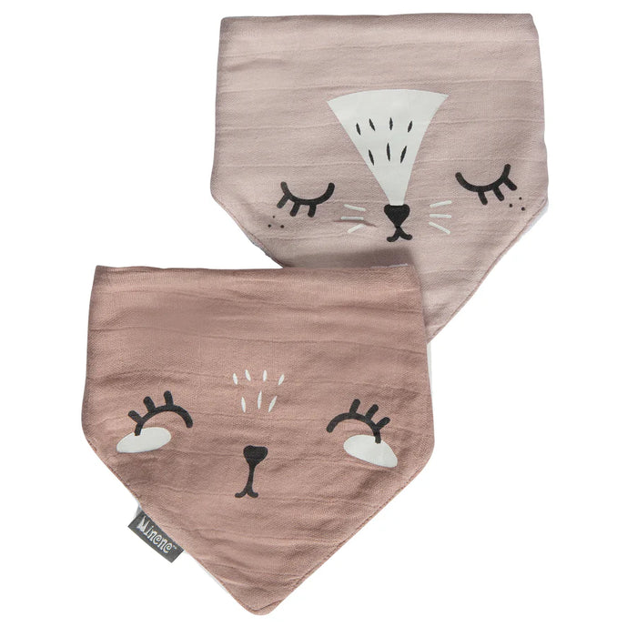 Set 2 baberos pañuelo animales rosados