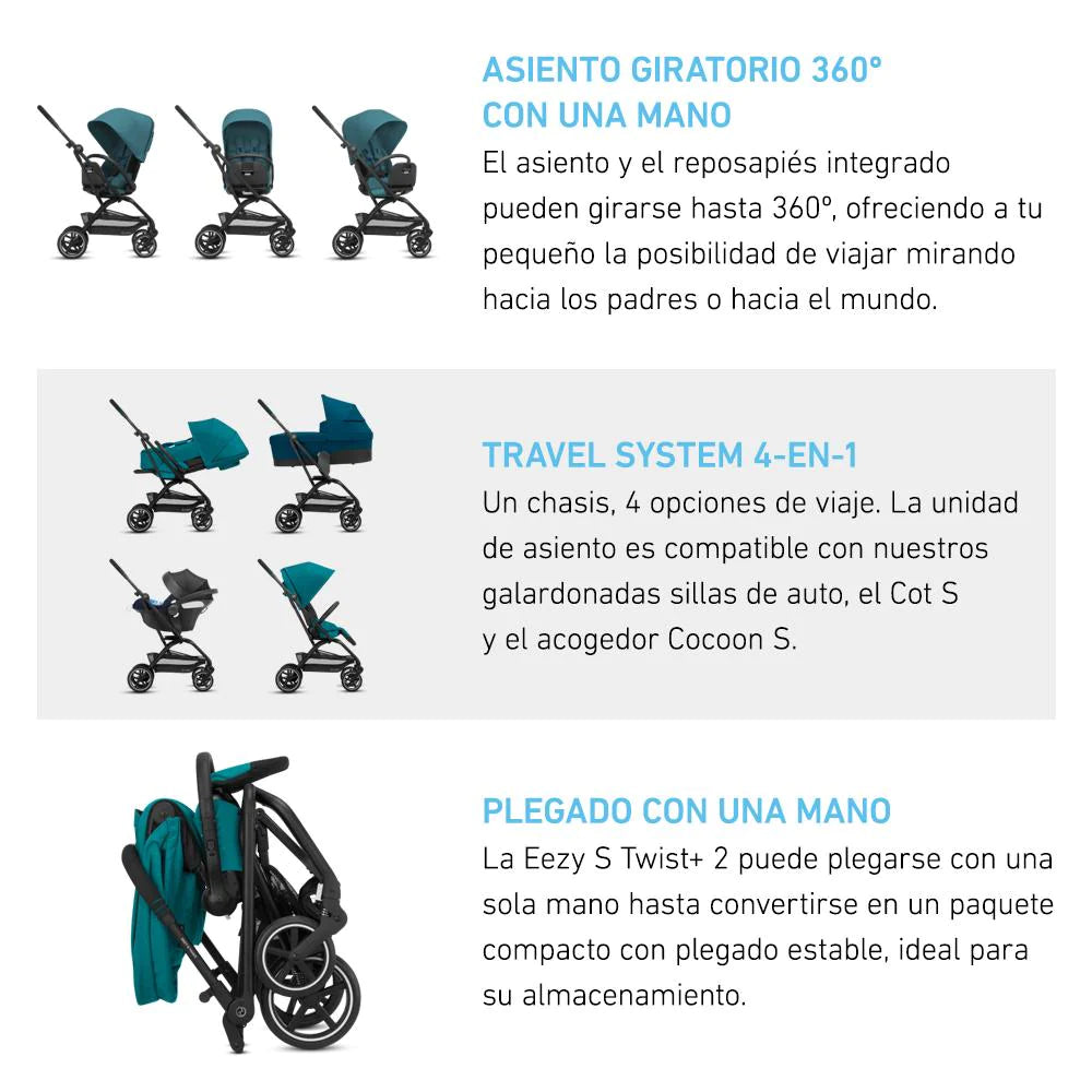 Travel System Eezy S Twist Plus + Aton S2 + Base Cybex  Lava Grey SLV