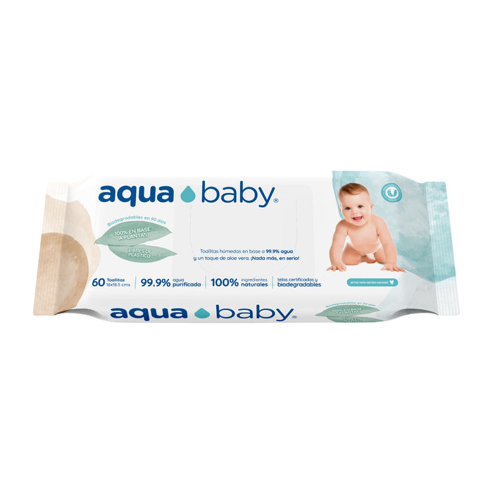 Toallitas Húmedas Biodegradables Aqua Baby 60 unidades