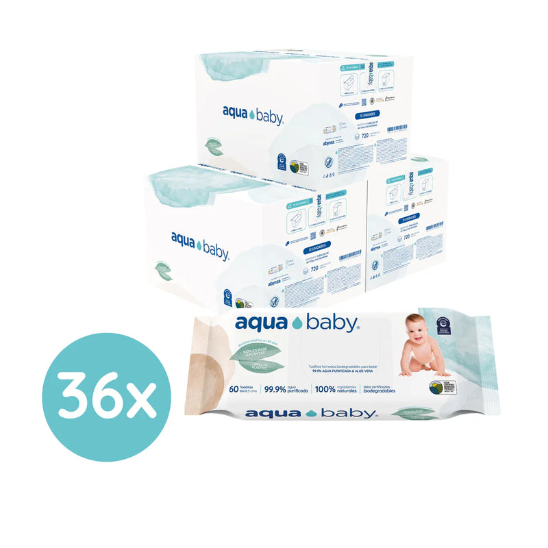 Caja 36 Bolsas de 60 Toallitas Húmedas Aqua Baby Biodegradable