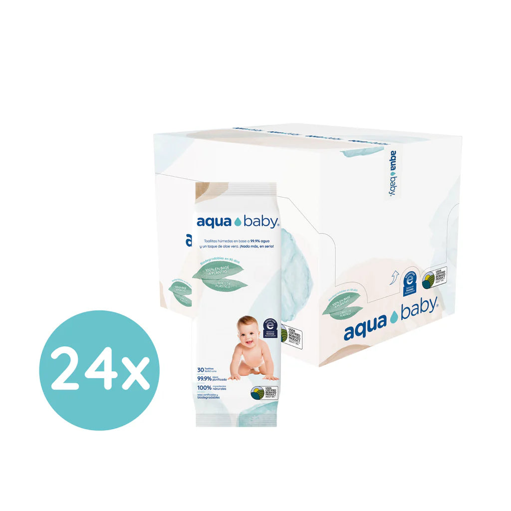 Caja 24 Toallitas Húmedas Aqua Baby 30 Unidades Biodegradable