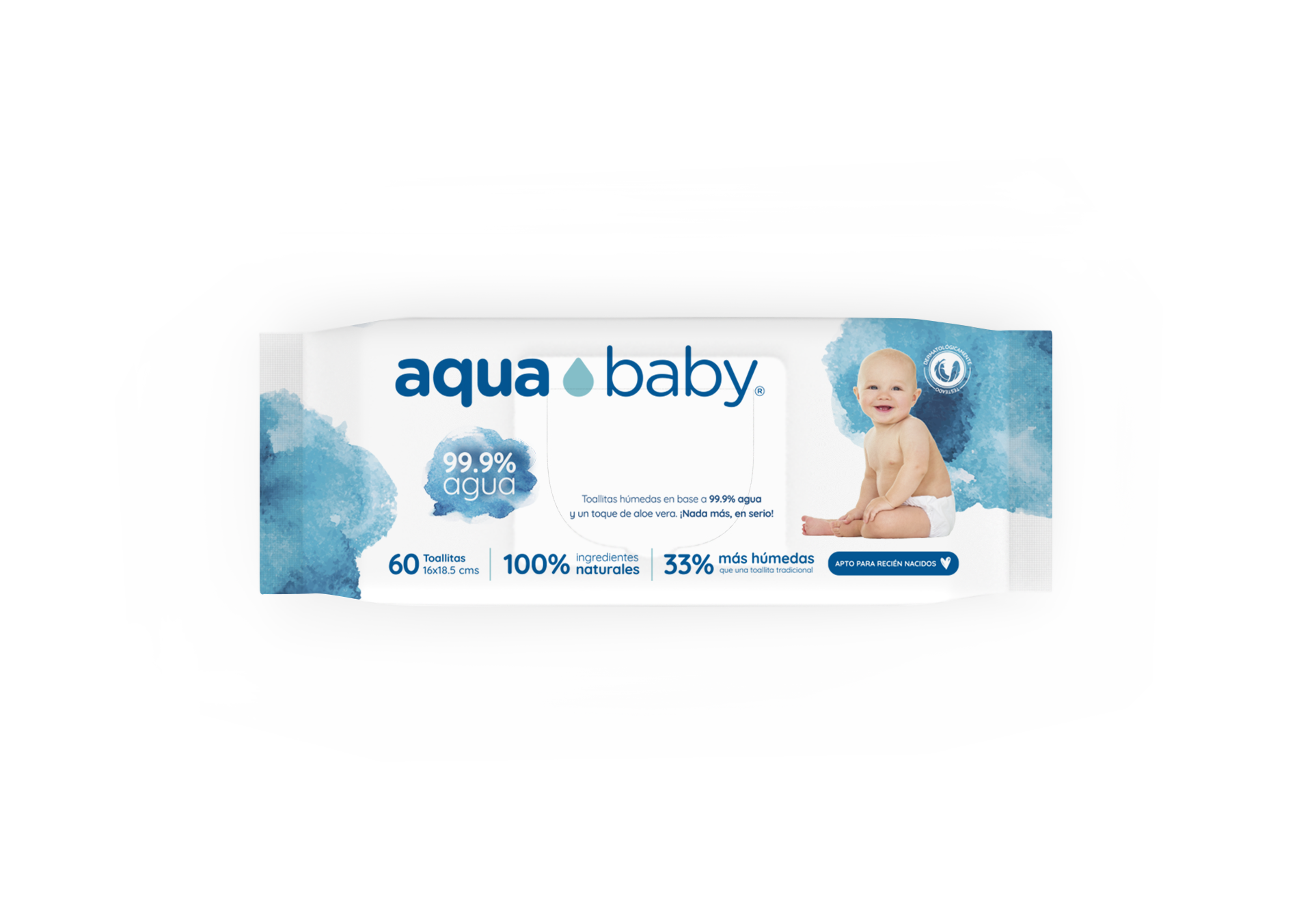 Caja de 12 paquetes de toallas húmedas biodegradables, 60 uds c/u, Aqua  Baby - Aqua Baby